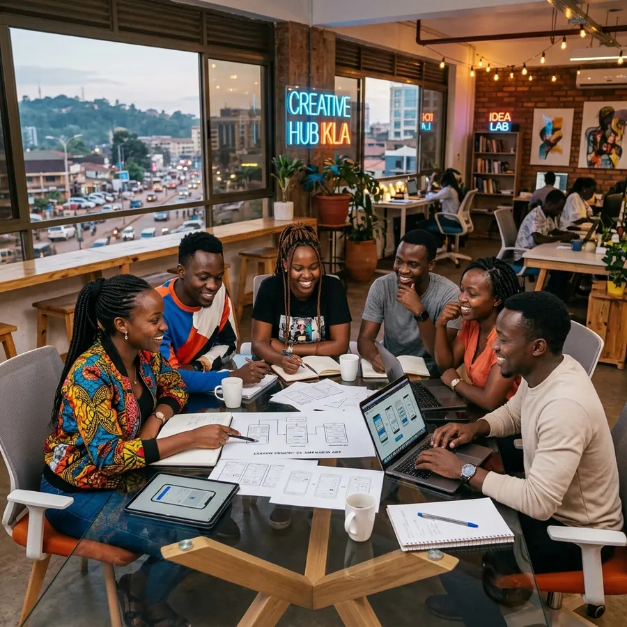 The Kulture Cadence team working together in the Kampala studio